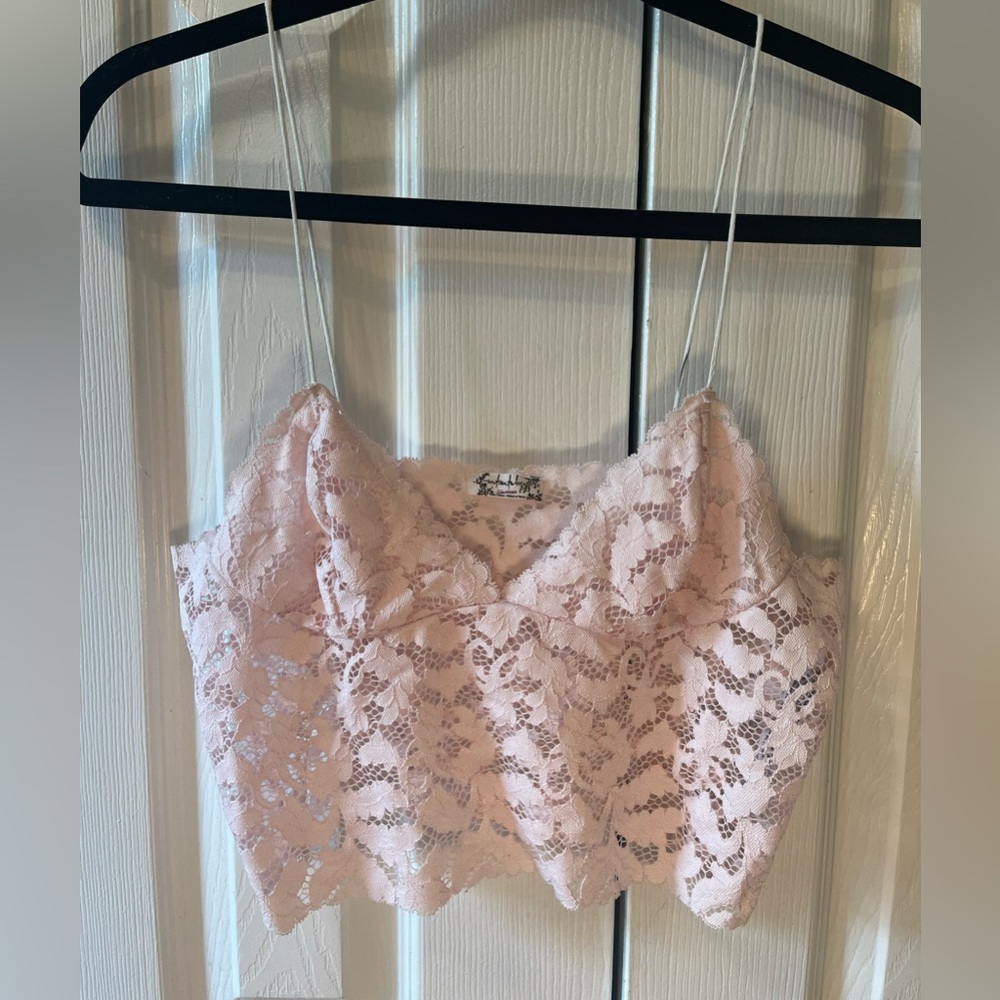 Free People Light Pink Lace Bralette/Crop Top